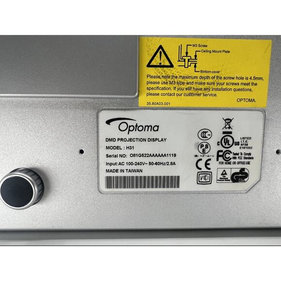 Optoma H31 Home Theater Projector 720p White COMPLETE - Picture 9 of 10